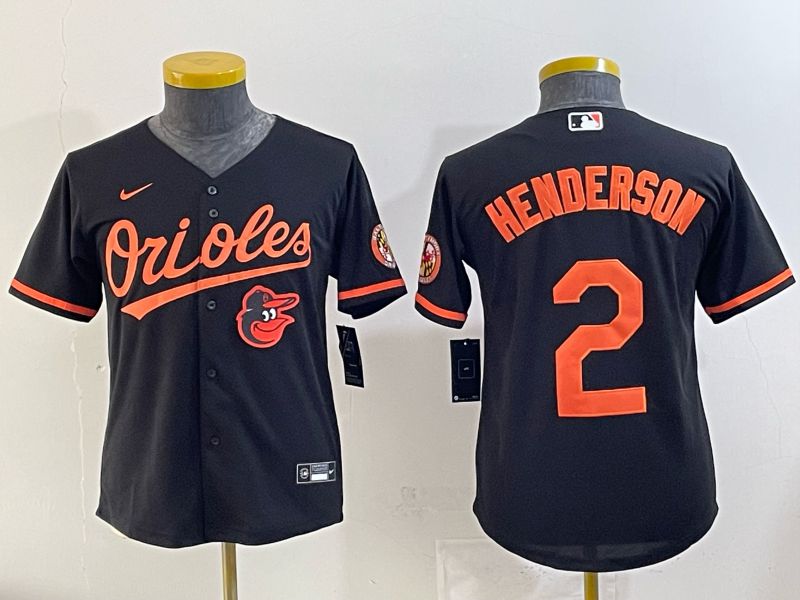 Youth 2025 Baltimore Orioles #2 Henderson Black Nike MLB Jersey 03